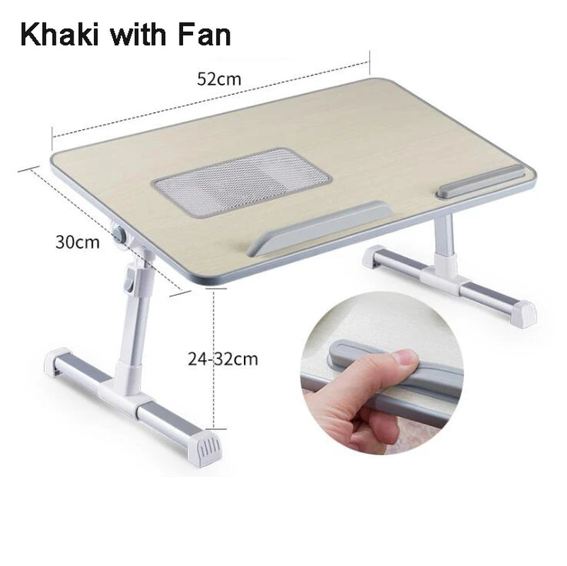 Laptop Desk for Bed Adjustable Computer Tray Foldable Bed Desk for Laptop Notebook Portable Laptop Table with Cooling Fan