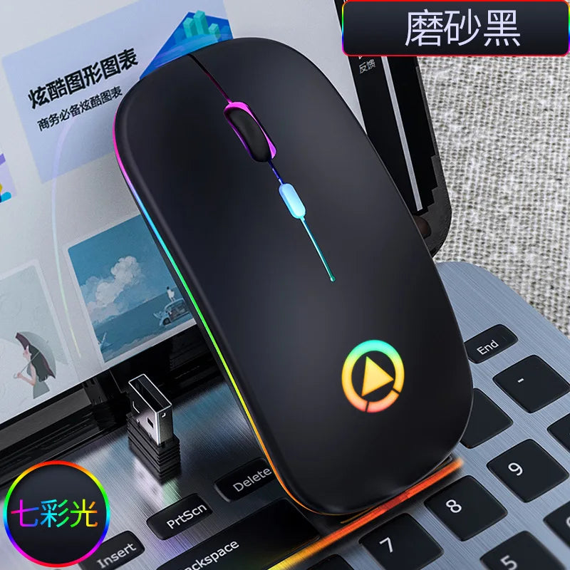 RGB Wireless Mouse Computer Mouse Silent Ergonomic Rechargeable Mice with LED Optical Backlit USB Mice for PC Laptop