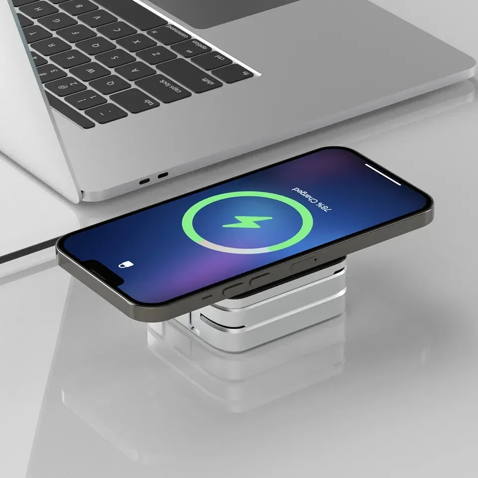 3-in-1 Foldable Magnetic Wireless Charger Dock for iPhone 15, 14, AirPods, Apple Watch, and Samsung Galaxy S23