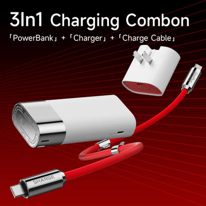 SHARGE Pouch 10000Mah Power Bank Portable 3-In-1 Charger OPPO SUPERVOOC 55W PD40W Fast Charging for OPPO Oneplus Samsung
