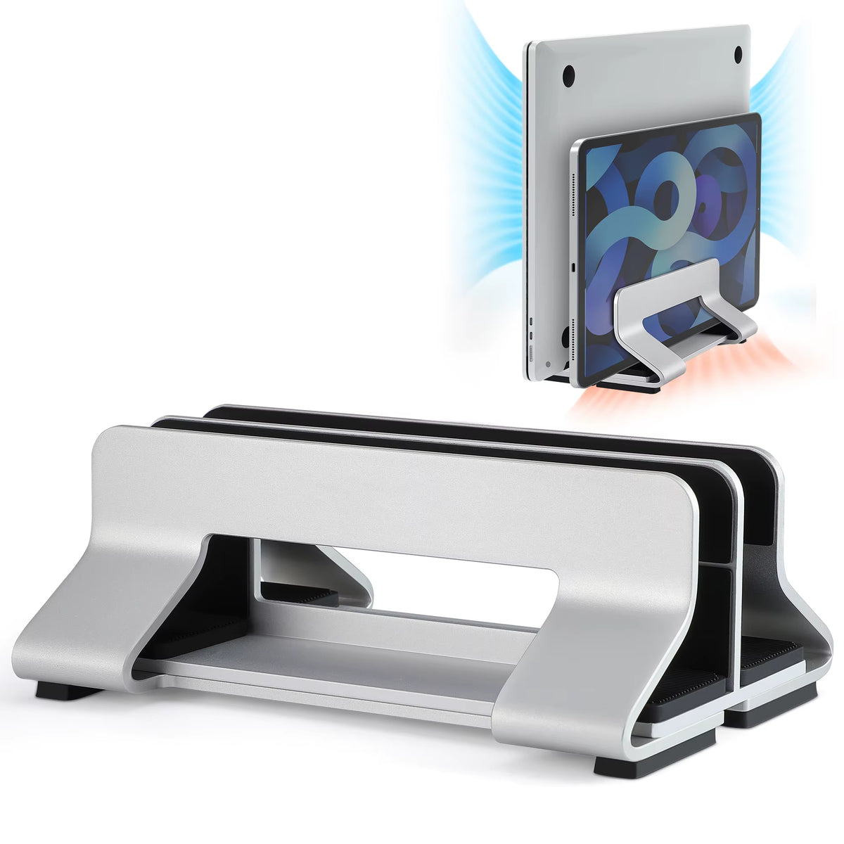 Laptop Stand Vertical Tool-Free Adjustable Aluminum Vertical Laptop Stand Holder Width from 12-30Mm Support Almost All Laptop