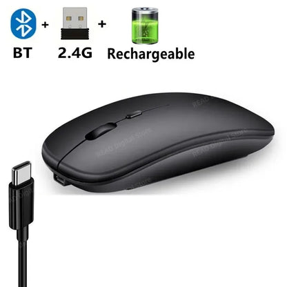 Bluetooth-Compatible 2.4G Computer Wireless Mouse Portable Rechargeable/Battery Dual Mode Cordless Mice for Ipad Laptop Desktop