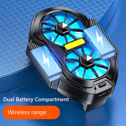 Dual Fan Rechargeable Mobile Phone Cooler for Android IOS PUBG Gaming Radiator Game Cooler Portable Cooling Fan with Blue Light