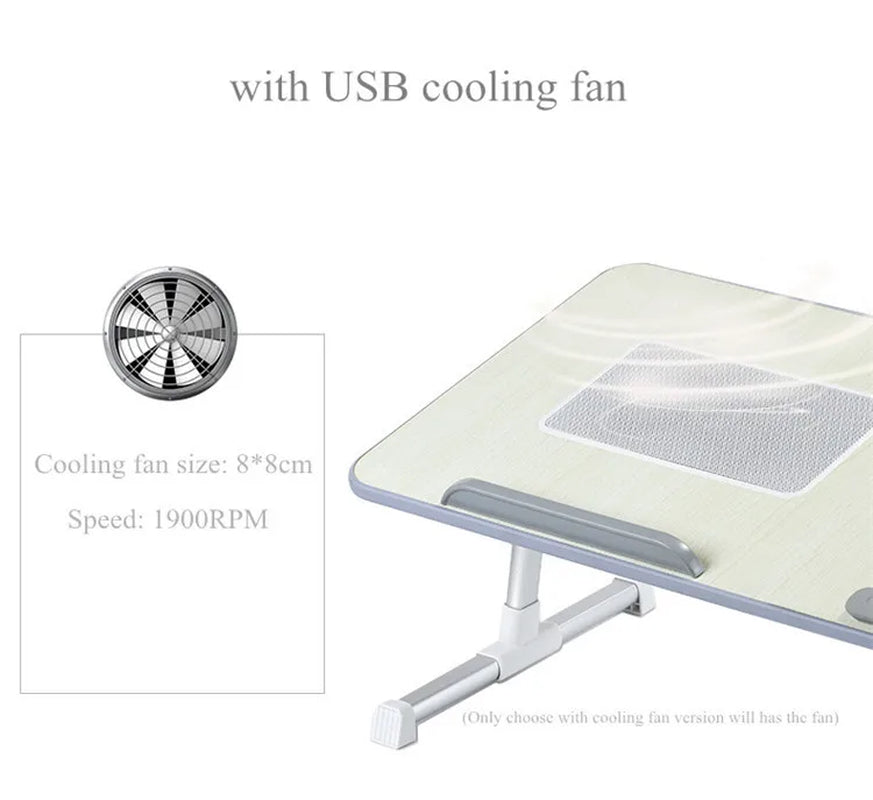 Laptop Desk for Bed Adjustable Computer Tray Foldable Bed Desk for Laptop Notebook Portable Laptop Table with Cooling Fan
