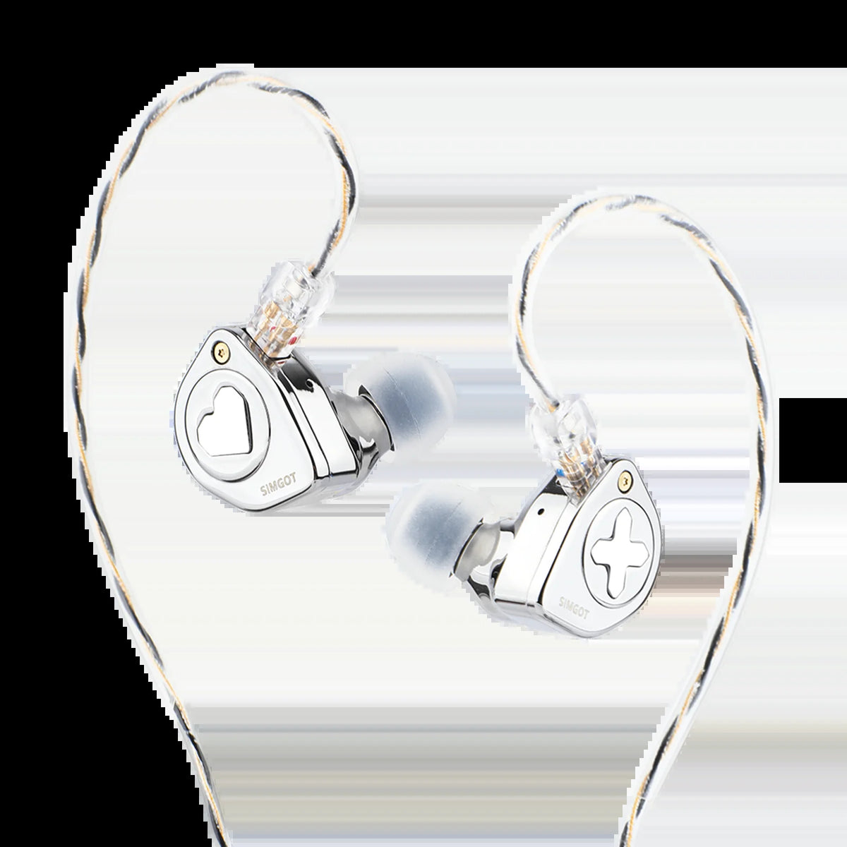 SIMGOT EW300 1Dd+1Planar+1Pzt Hybrid Driver IEM HIFI Earphones with Detachable Nozzles Silver-Plated OFC IEM Cable for Musician