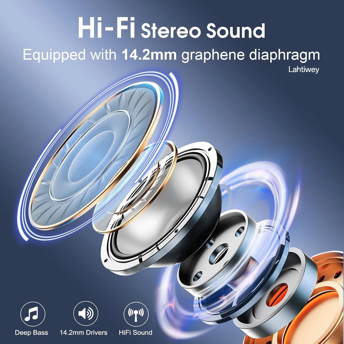 Sports Wireless Earbuds Bluetooth 5.4 TWS Wireless Headphones Waterproof Earhook Earphones with Deep Bass Noise Cancelling Mic