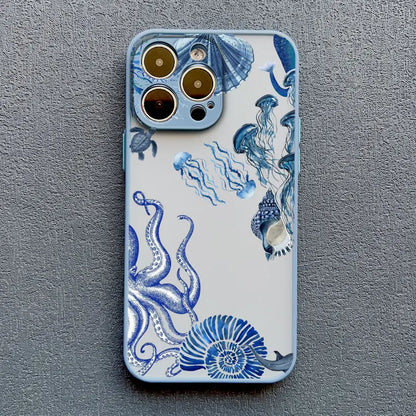 Ocean-Inspired Turtle Phone Case for iPhone 11, 12, 13, 14, 15, 16, 17 Pro Max, Mini, Plus, X, and XR - Sea Blue Design