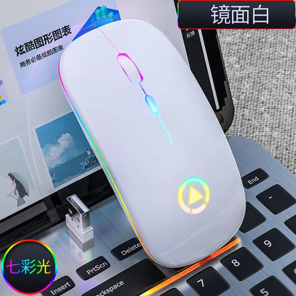 RGB Wireless Mouse Computer Mouse Silent Ergonomic Rechargeable Mice with LED Optical Backlit USB Mice for PC Laptop