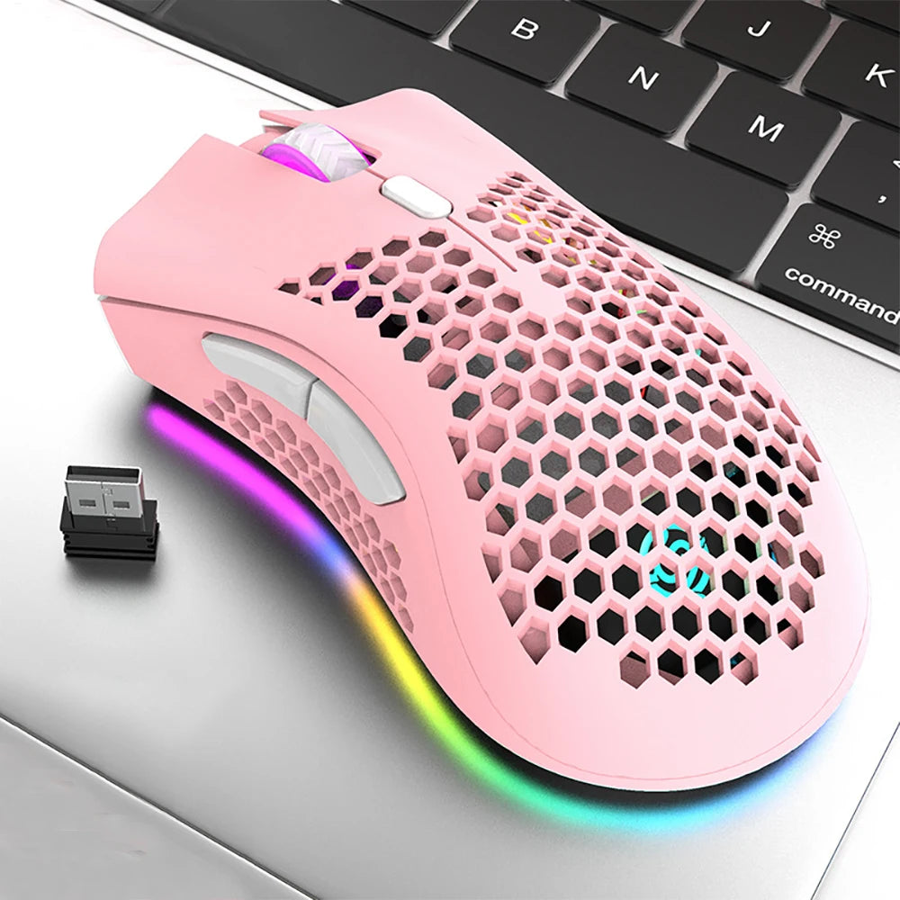 USB 2.4G Wireless Gaming Mouse BM600 RGB Light Rechargeable Mouse 800-1200-1600DPI for Desktop PC Computers Notebook Laptop