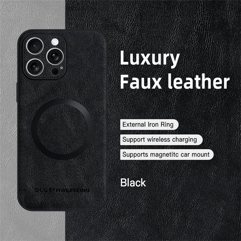 For Magsafe Magnetic Leather Phone Cases for Iphone 17 16 13 15 14 11 12 Pro Max plus 16E Wireless Charging Cover for Iphone Air