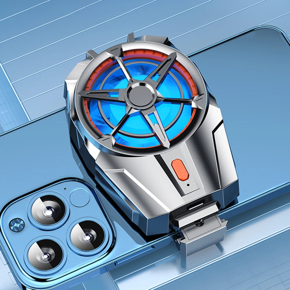 Dual Fan Rechargeable Mobile Phone Cooler for Android IOS PUBG Gaming Radiator Game Cooler Portable Cooling Fan with Blue Light
