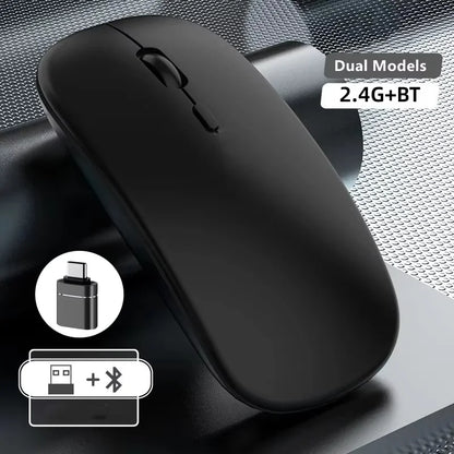 Bluetooth-Compatible 2.4G Computer Wireless Mouse Portable Rechargeable/Battery Dual Mode Cordless Mice for Ipad Laptop Desktop