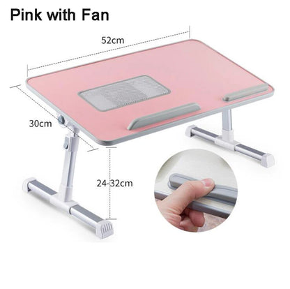 Laptop Desk for Bed Adjustable Computer Tray Foldable Bed Desk for Laptop Notebook Portable Laptop Table with Cooling Fan