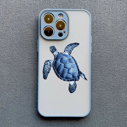 Ocean-Inspired Turtle Phone Case for iPhone 11, 12, 13, 14, 15, 16, 17 Pro Max, Mini, Plus, X, and XR - Sea Blue Design
