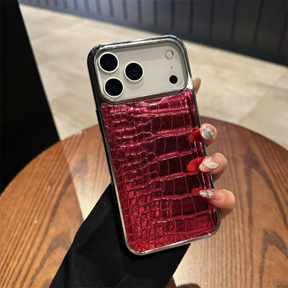 Plating Colorful Bright Surface Crocodile Texture Phone Cases for Iphone 17 Air 16 15 14 plus 13 12 11 Pro Max Shockproof Cover