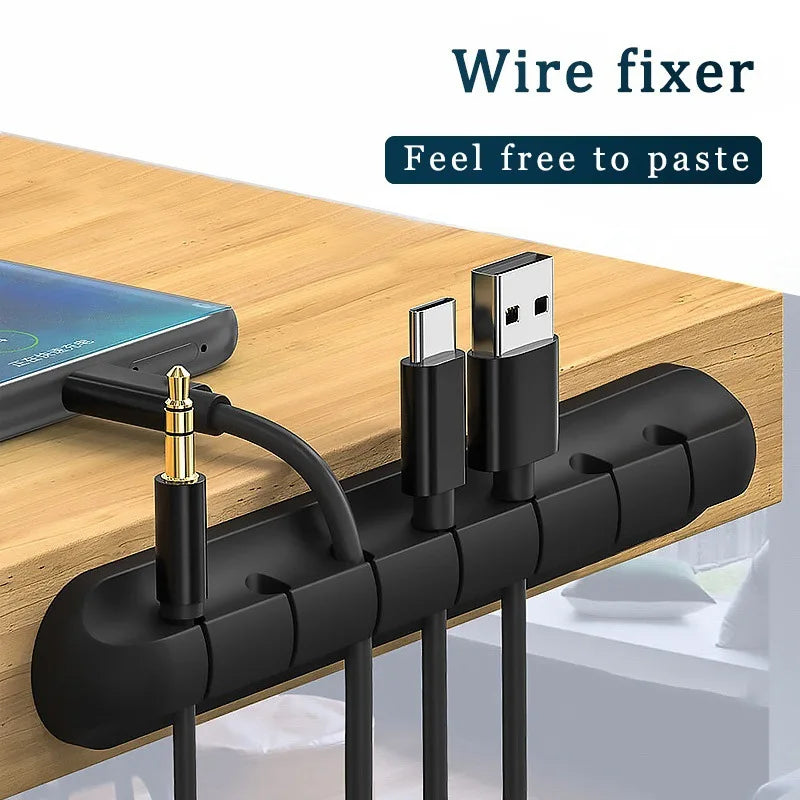 Desktop Silicone Cable Organizer Multipurpose Elastic Cord Cable Holder for Bundling and Fastening Earphone Phone Charger