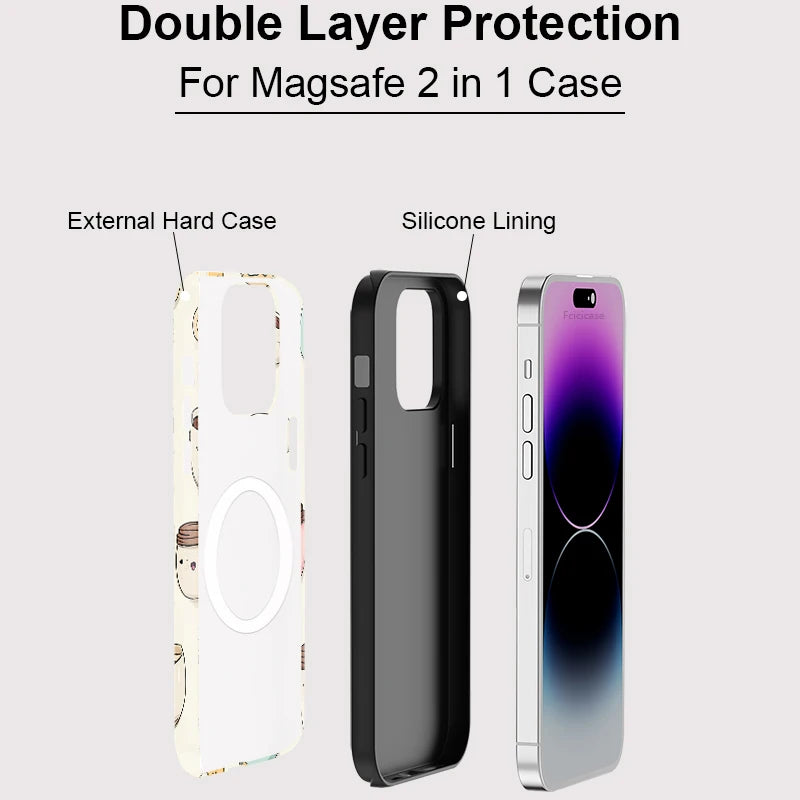 Fcicicase Shockproof Phone Cases for Iphone 15 plus 14 13 16 Pro Max 12 11 for Magsafe Wireless Charge Doughnut Back Cover
