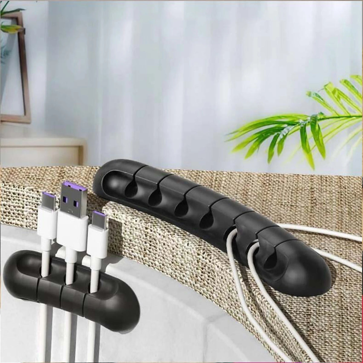 Desktop Silicone Cable Organizer Multipurpose Elastic Cord Cable Holder for Bundling and Fastening Earphone Phone Charger