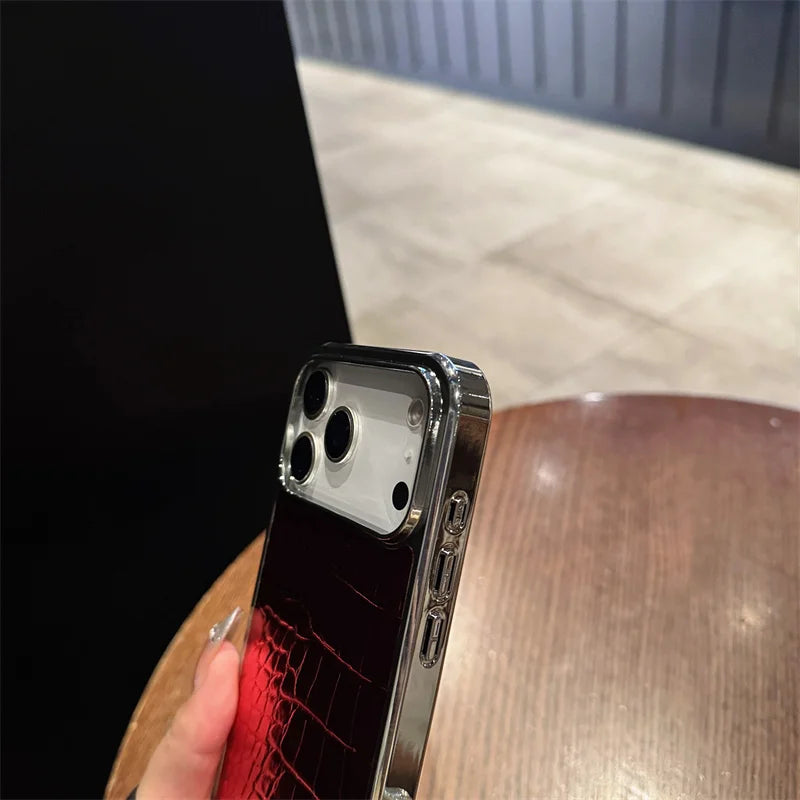 Plating Colorful Bright Surface Crocodile Texture Phone Cases for Iphone 17 Air 16 15 14 plus 13 12 11 Pro Max Shockproof Cover