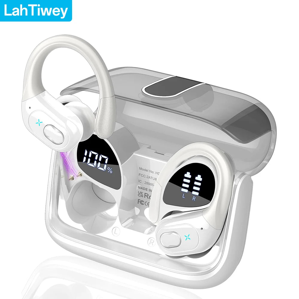 Sports Wireless Earbuds Bluetooth 5.4 TWS Wireless Headphones Waterproof Earhook Earphones with Deep Bass Noise Cancelling Mic