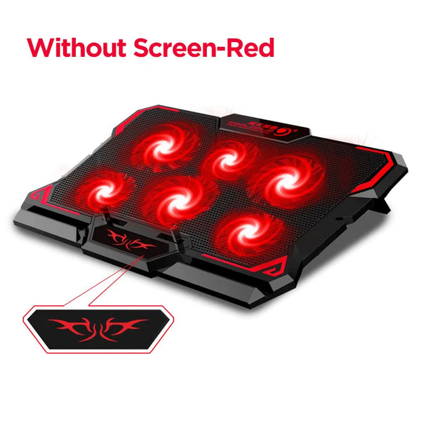 COOLCOLD 17Inch Gaming Laptop Cooler Six Fan Led Screen Two USB Port 2600RPM Laptop Cooling Pad Notebook Stand for Laptop