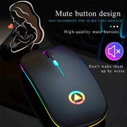 RGB Wireless Mouse Computer Mouse Silent Ergonomic Rechargeable Mice with LED Optical Backlit USB Mice for PC Laptop