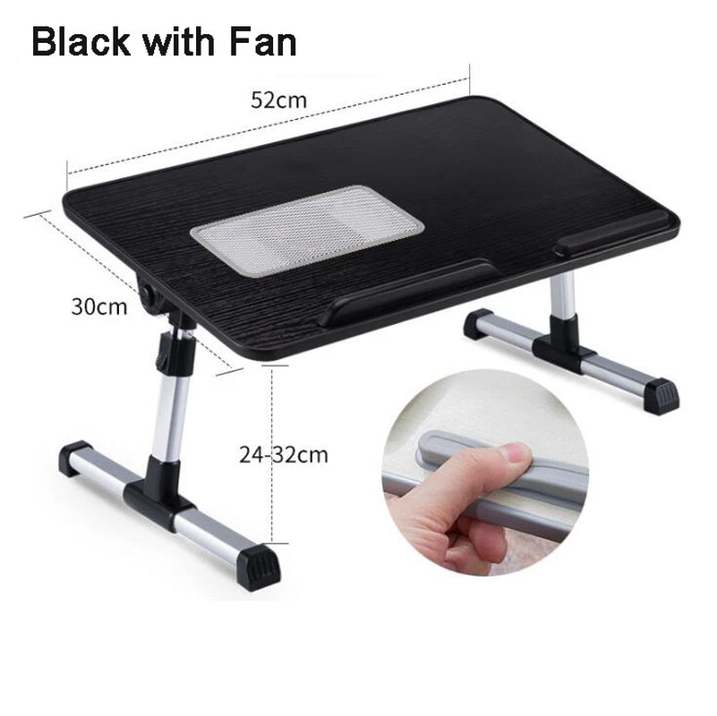 Laptop Desk for Bed Adjustable Computer Tray Foldable Bed Desk for Laptop Notebook Portable Laptop Table with Cooling Fan