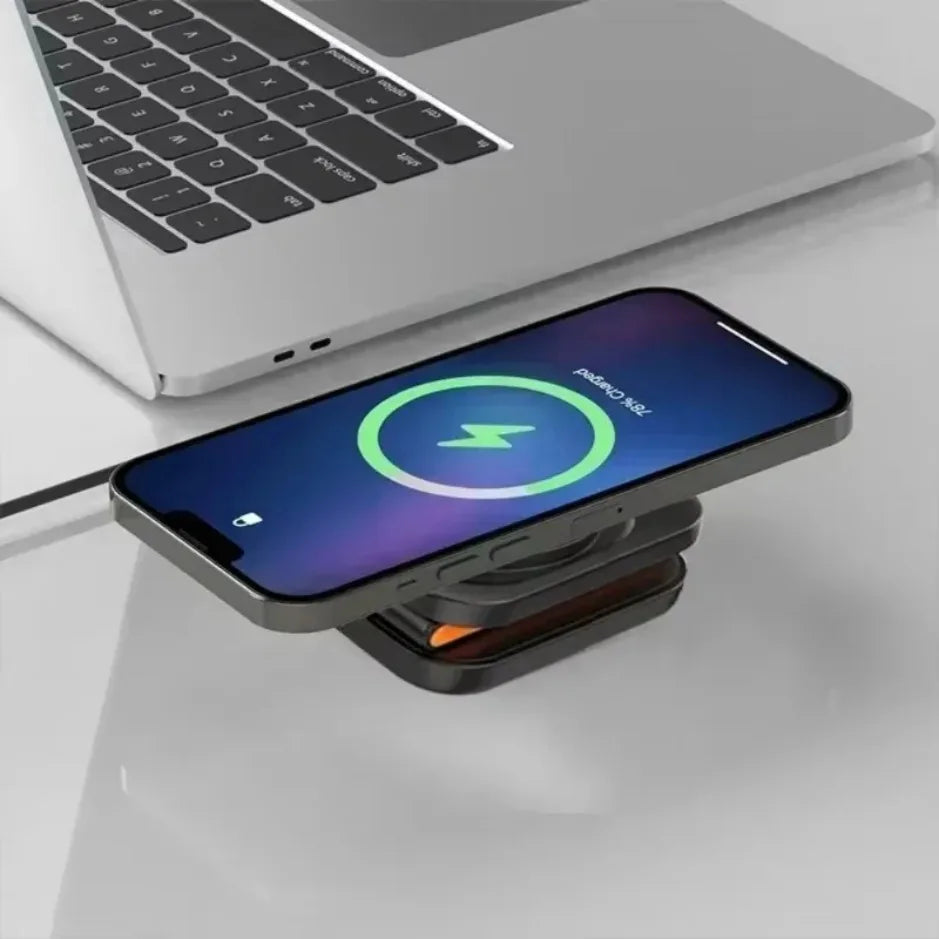 XIKCU 3 in 1 Foldable Charging Station Fast Magnetic Wireless Charger Stand for Iphone 16-12 Apple Watch 9 8 7 6 Airpods Pro