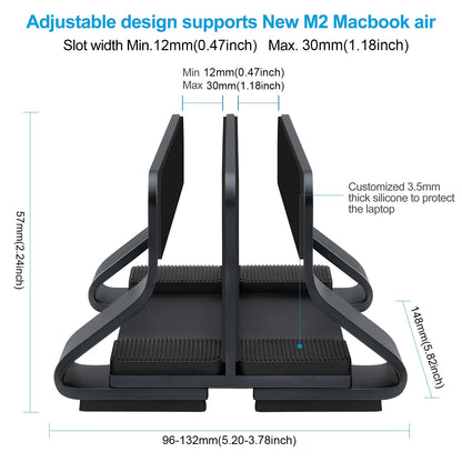 Laptop Stand Vertical Tool-Free Adjustable Aluminum Vertical Laptop Stand Holder Width from 12-30Mm Support Almost All Laptop