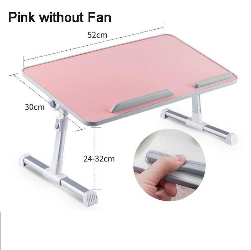 Laptop Desk for Bed Adjustable Computer Tray Foldable Bed Desk for Laptop Notebook Portable Laptop Table with Cooling Fan