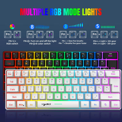 Bluetooth Wireless Keyboard 2.4G USB Triple RGB Keyboards White 60% Computer Backlit Ergonomic Tablet Key Board Laptop Claviers