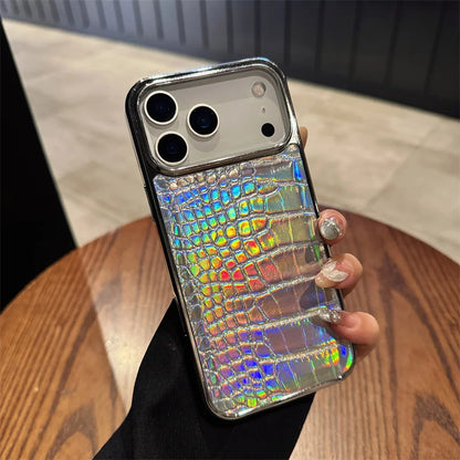 Plating Colorful Bright Surface Crocodile Texture Phone Cases for Iphone 17 Air 16 15 14 plus 13 12 11 Pro Max Shockproof Cover