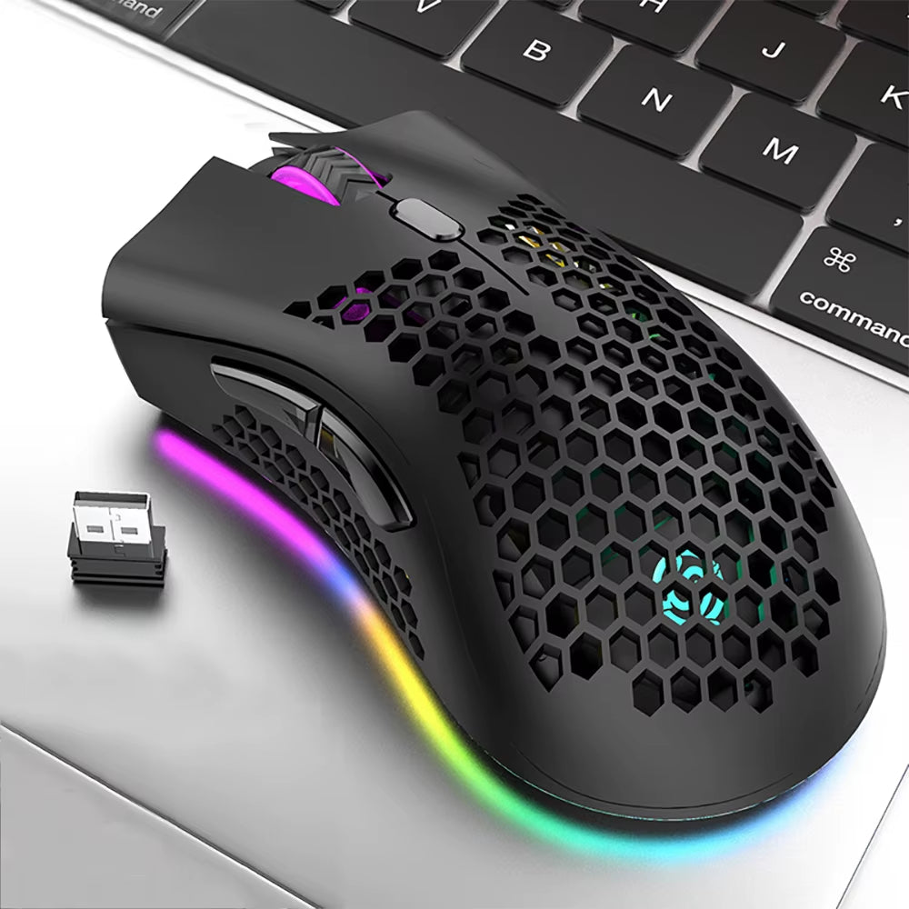 USB 2.4G Wireless Gaming Mouse BM600 RGB Light Rechargeable Mouse 800-1200-1600DPI for Desktop PC Computers Notebook Laptop