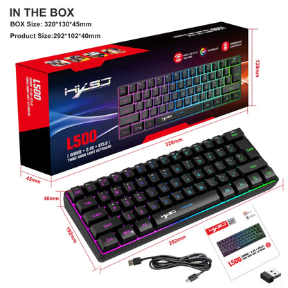 Bluetooth Wireless Keyboard 2.4G USB Triple RGB Keyboards White 60% Computer Backlit Ergonomic Tablet Key Board Laptop Claviers