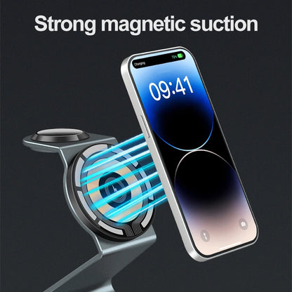 3-in-1 Magnetic Wireless Charger with Dual 15W Fast Charging for MagSafe, Apple Watch, and Compatible Devices Including Xiaomi 13 and iPhone 14 Pro Max