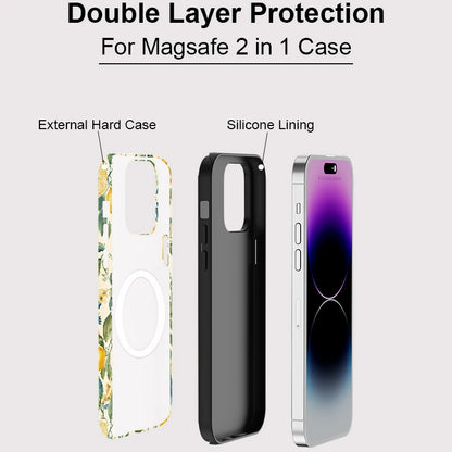 Flower Leaves Lemon Case for Iphone 16Promax 15 14 13 12 11 PRO plus Acrylic TPU Two in One Magnetic Shockproof Phone Cases