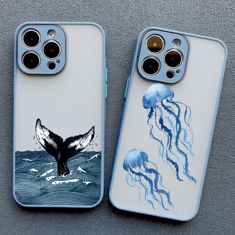 Ocean-Inspired Turtle Phone Case for iPhone 11, 12, 13, 14, 15, 16, 17 Pro Max, Mini, Plus, X, and XR - Sea Blue Design