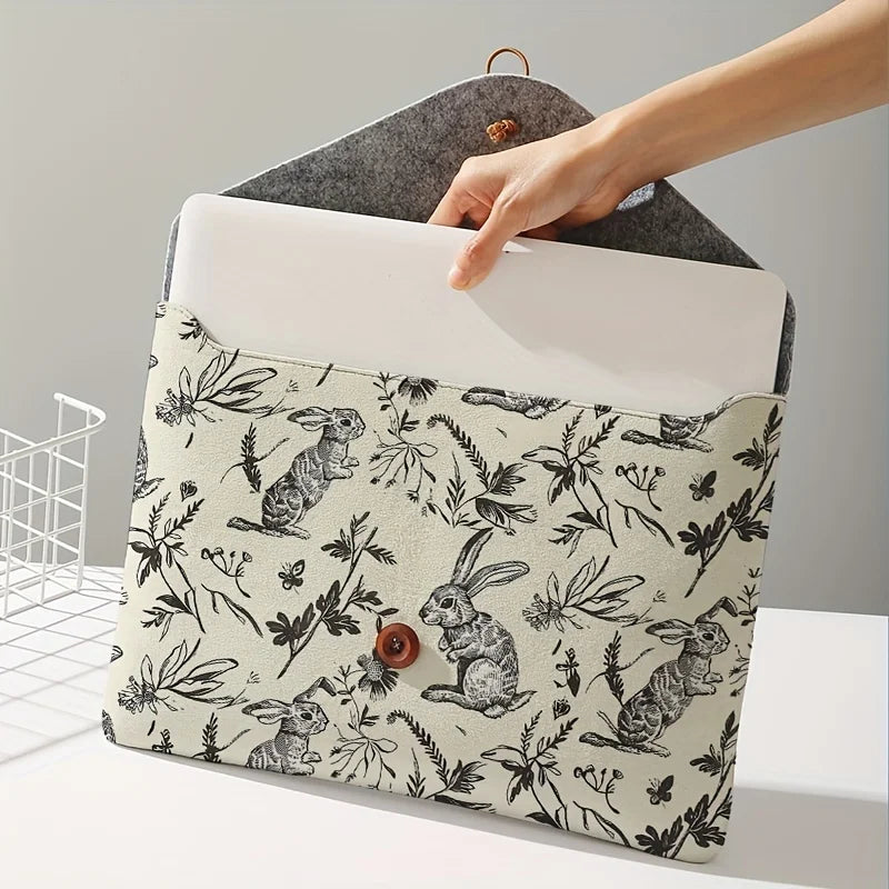 Rabbit Print Pattern Laptop Bag with Soft Laptop Fabric Cover, Suitable for Laptop Soft Cover Storage and Tablet Storage Bag