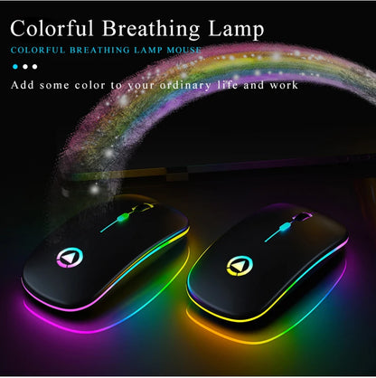 RGB Wireless Mouse Computer Mouse Silent Ergonomic Rechargeable Mice with LED Optical Backlit USB Mice for PC Laptop