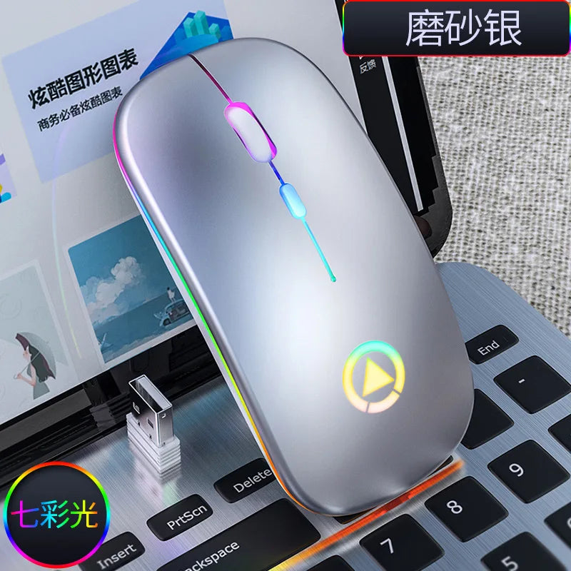 RGB Wireless Mouse Computer Mouse Silent Ergonomic Rechargeable Mice with LED Optical Backlit USB Mice for PC Laptop