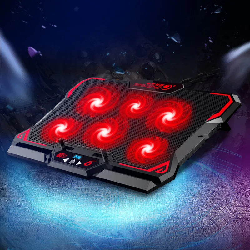 COOLCOLD 17Inch Gaming Laptop Cooler Six Fan Led Screen Two USB Port 2600RPM Laptop Cooling Pad Notebook Stand for Laptop