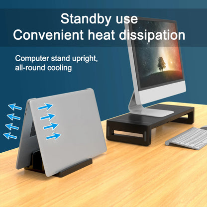 Vertical Laptop Stand for Desk,Dual Slots Plastic Laptop Holder with Space Saving Design,Laptop Stand Supports Macbook