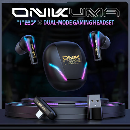 ONIKUMA T27 Dual-Mode Cool RGB Gaming Headphones with High-Definition Call Sound Quality and Low Latency for Gaming