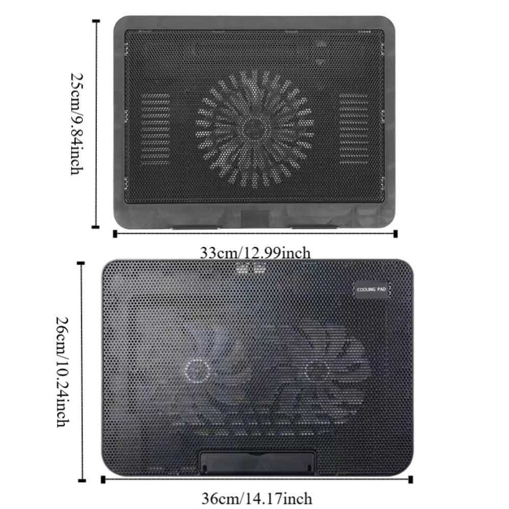 Durable Adjustable Laptop Cooling Pad USB Port Metal Mesh Laptop Cooler Fan LED Light Laptop Cooling Stand Office