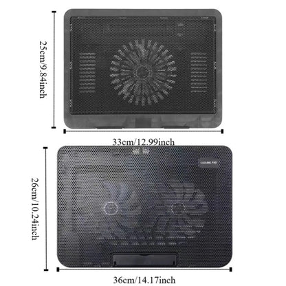 Durable Adjustable Laptop Cooling Pad USB Port Metal Mesh Laptop Cooler Fan LED Light Laptop Cooling Stand Office