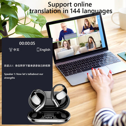 AI Smart Translation Headphones Sports Bluetooth Wireless Headset 144 Languages Real Time Translator Earbuds Free Lifetime APP