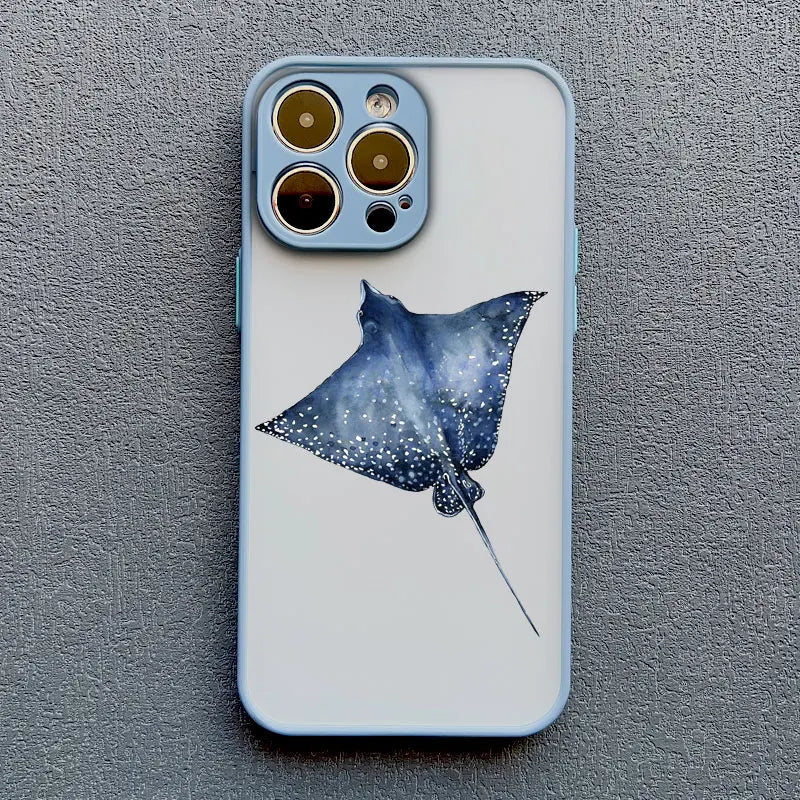 Ocean-Inspired Turtle Phone Case for iPhone 11, 12, 13, 14, 15, 16, 17 Pro Max, Mini, Plus, X, and XR - Sea Blue Design