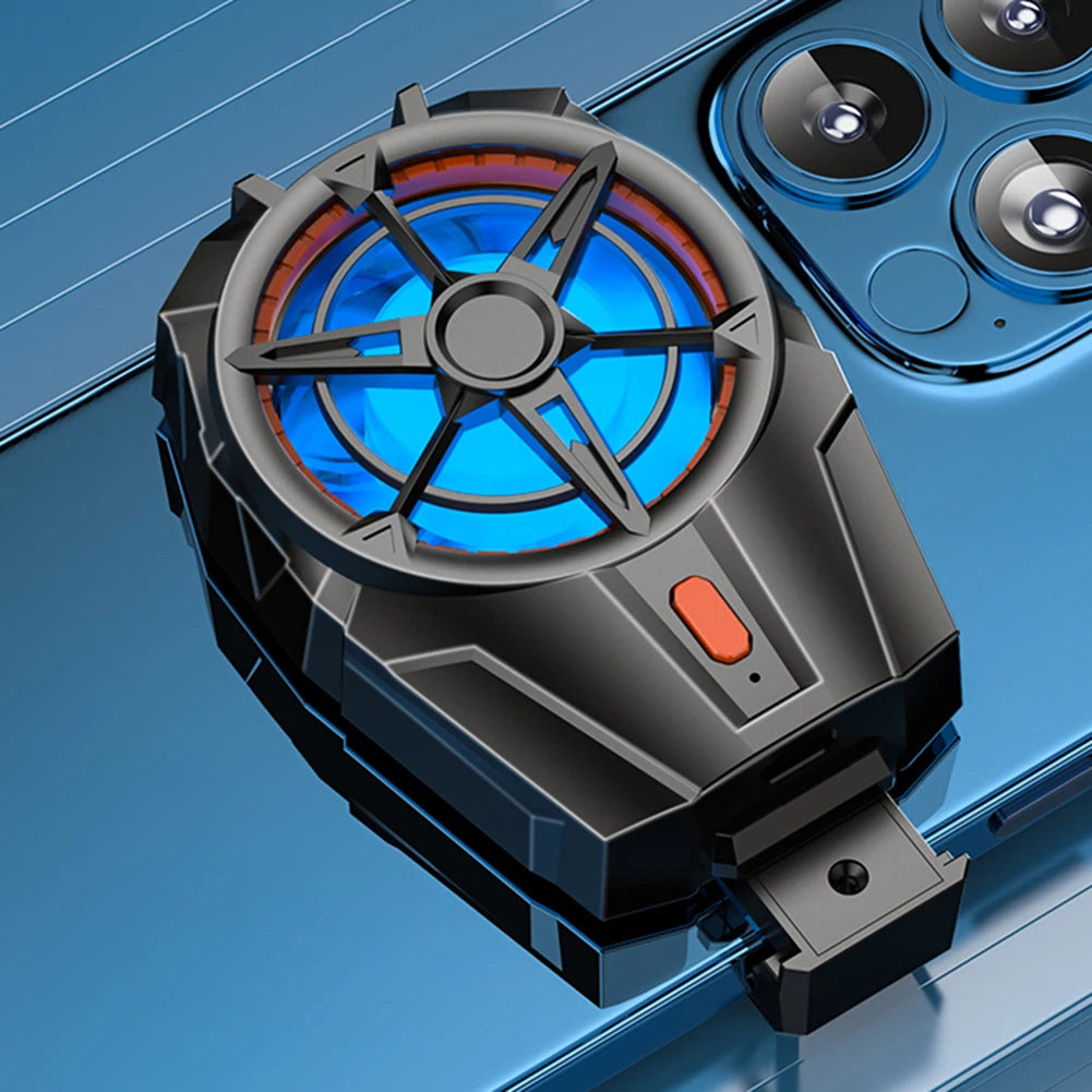 Dual Fan Rechargeable Mobile Phone Cooler for Android IOS PUBG Gaming Radiator Game Cooler Portable Cooling Fan with Blue Light