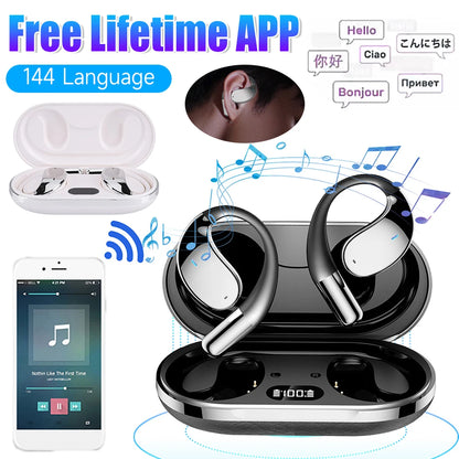 AI Smart Translation Headphones Sports Bluetooth Wireless Headset 144 Languages Real Time Translator Earbuds Free Lifetime APP