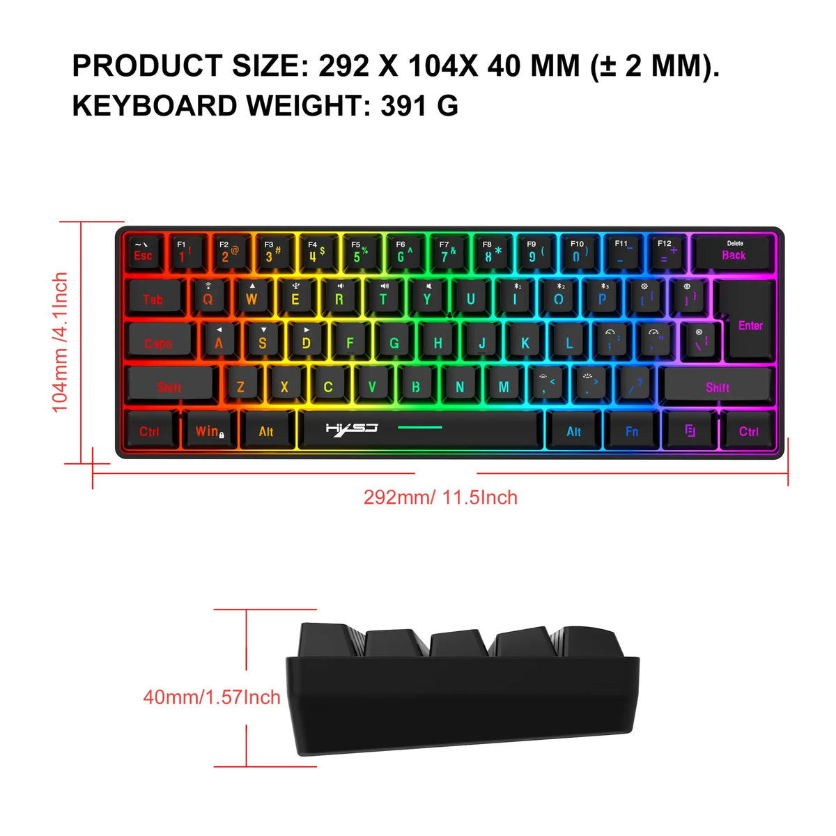 Bluetooth Wireless Keyboard 2.4G USB Triple RGB Keyboards White 60% Computer Backlit Ergonomic Tablet Key Board Laptop Claviers